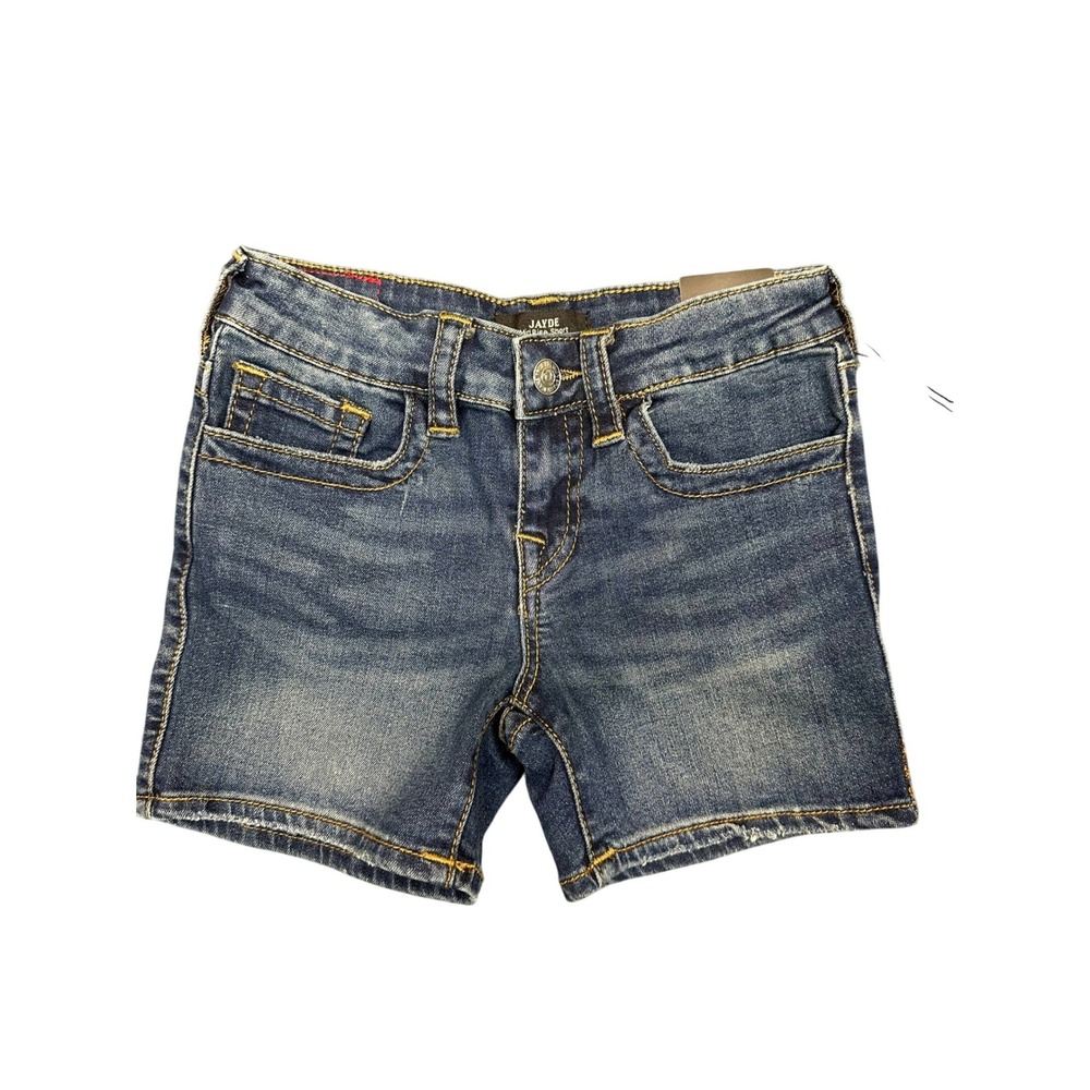 True Religion‎ Jayde Mid Rise Denim Shorts Dark Raindrops Wash Butterfly Size 7